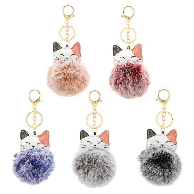 Pompom Ball Key Chains Rabbit  Fur Ball Keychain Accessories - Cute Pom  Keychains - Aliexpress