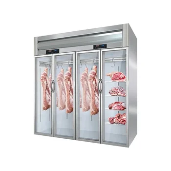 Commercial Vertical Meat Display Cabinet Hanging Design with Refrigeration Equipment Safe Fresh Meat Freezer Souring Display