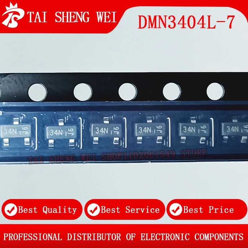 

100pcs DMN3404L-7 34N DMN3404L MOSFET N-CH 30V 5.8A SOT-23 IC NEW Original