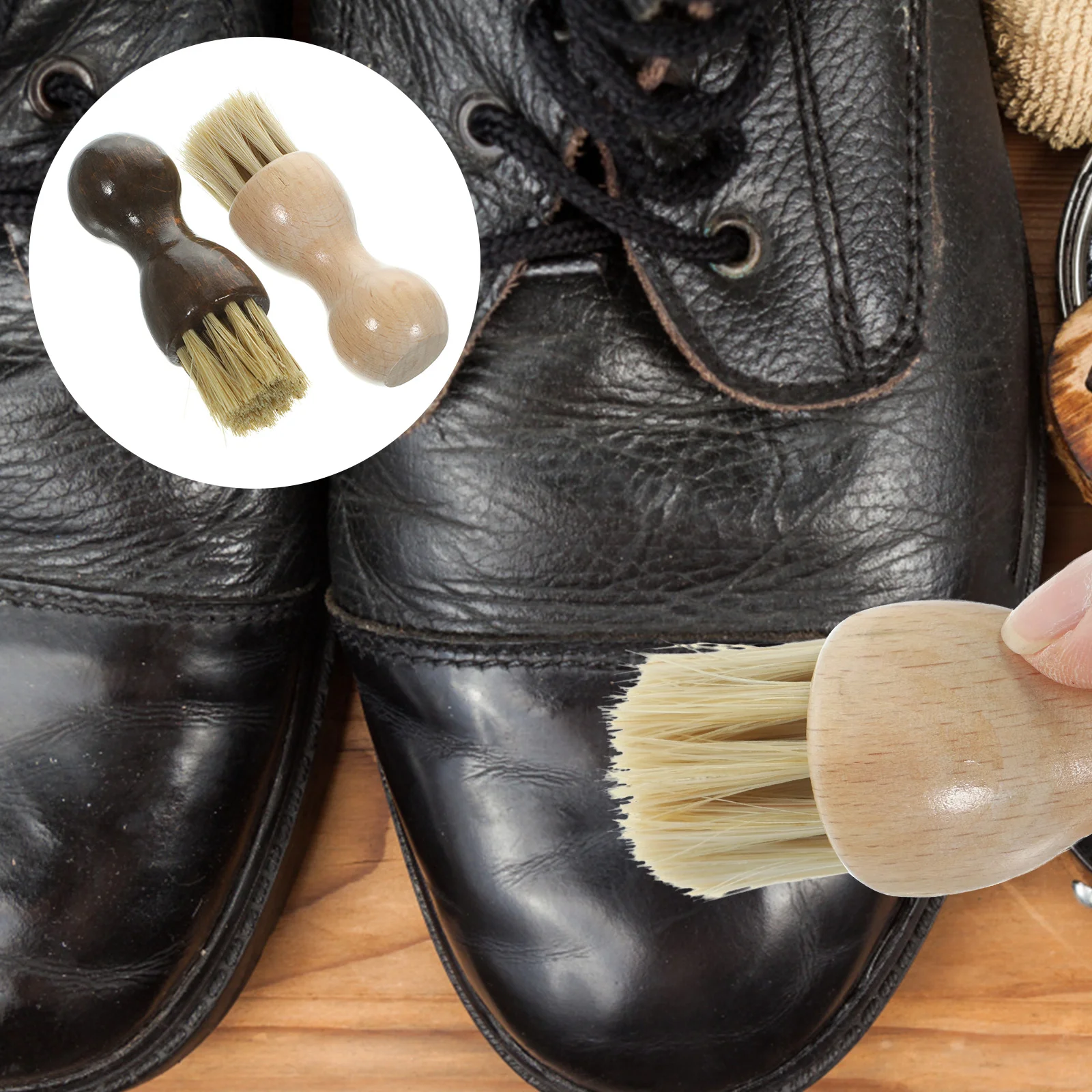 Shoe Polish Brush Leather Pig Hair Soft Polishing Tool Cleaning Nub Boots Clean Shine Multifunctional Brush Shoe Polish