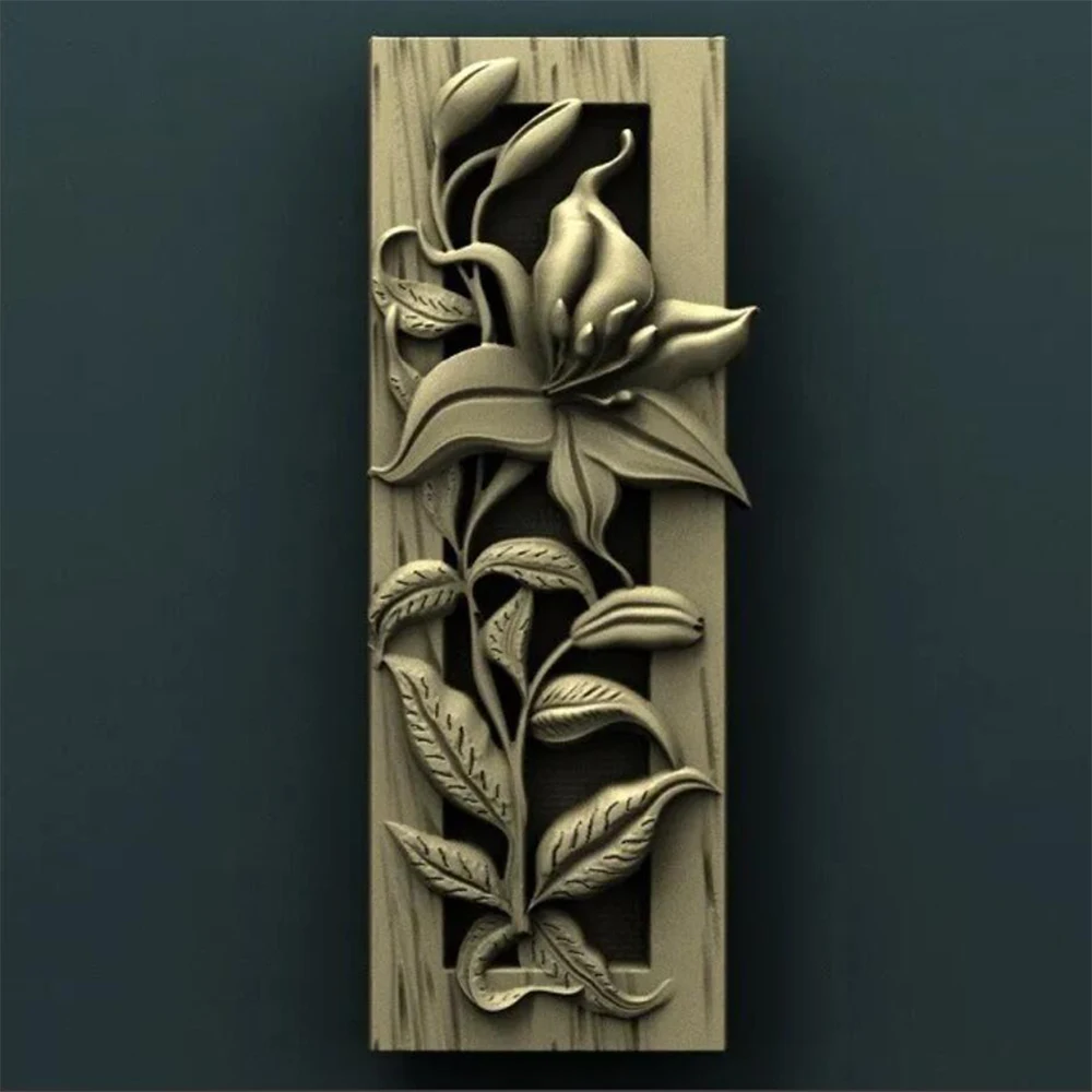 3D Model STL File Flowers Panel Wall Décor Relief for CNC Router Round Engraving Support ZBrush Artcam Aspire Cut3d wood pellet press Woodworking Machinery