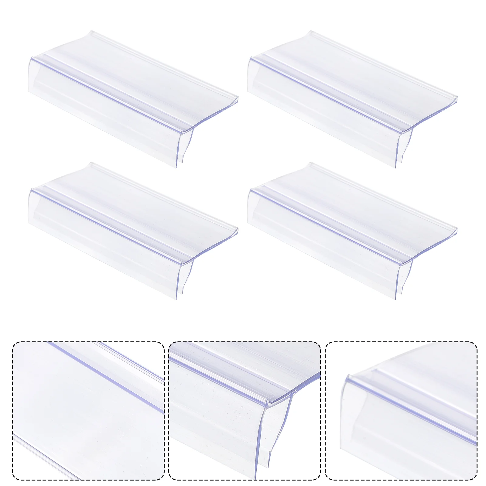 30 Pcs Price Tag Transparent Holder Shop Wood Tags Display Label Glass Stand Supermarket Goods Shelf Clip Clear Retail