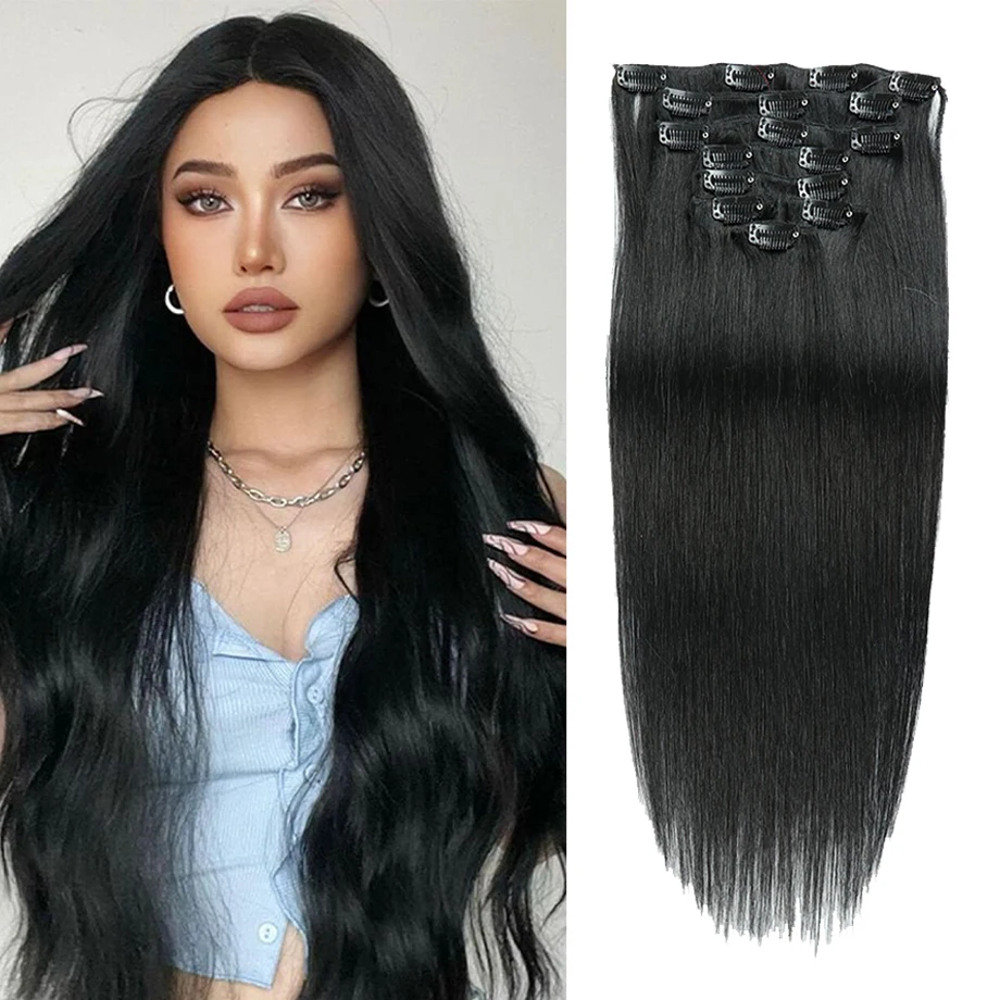 

Full Head Clip In Hair Extensions Virgin Hair 14-20‘’ Human Hair Extensions Natural Straight 100g 7Pcs Seamless Hair Extensions