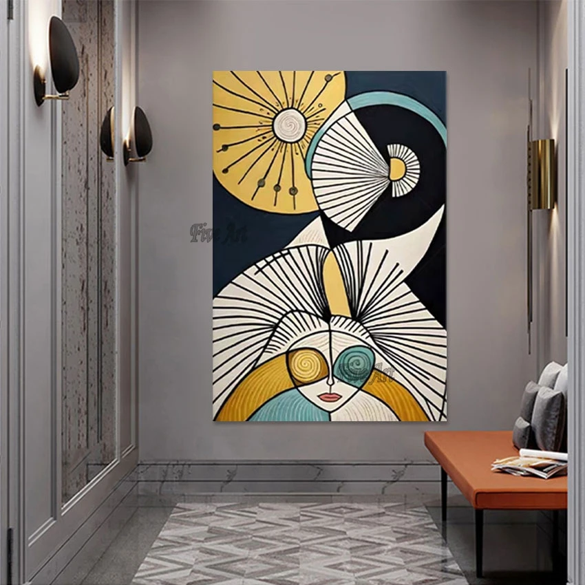 

Handmade New Modern Abstract Oil Painting Living Room Art Picture Canvas Wall Hangings Creative Design Wholesale Home Decor