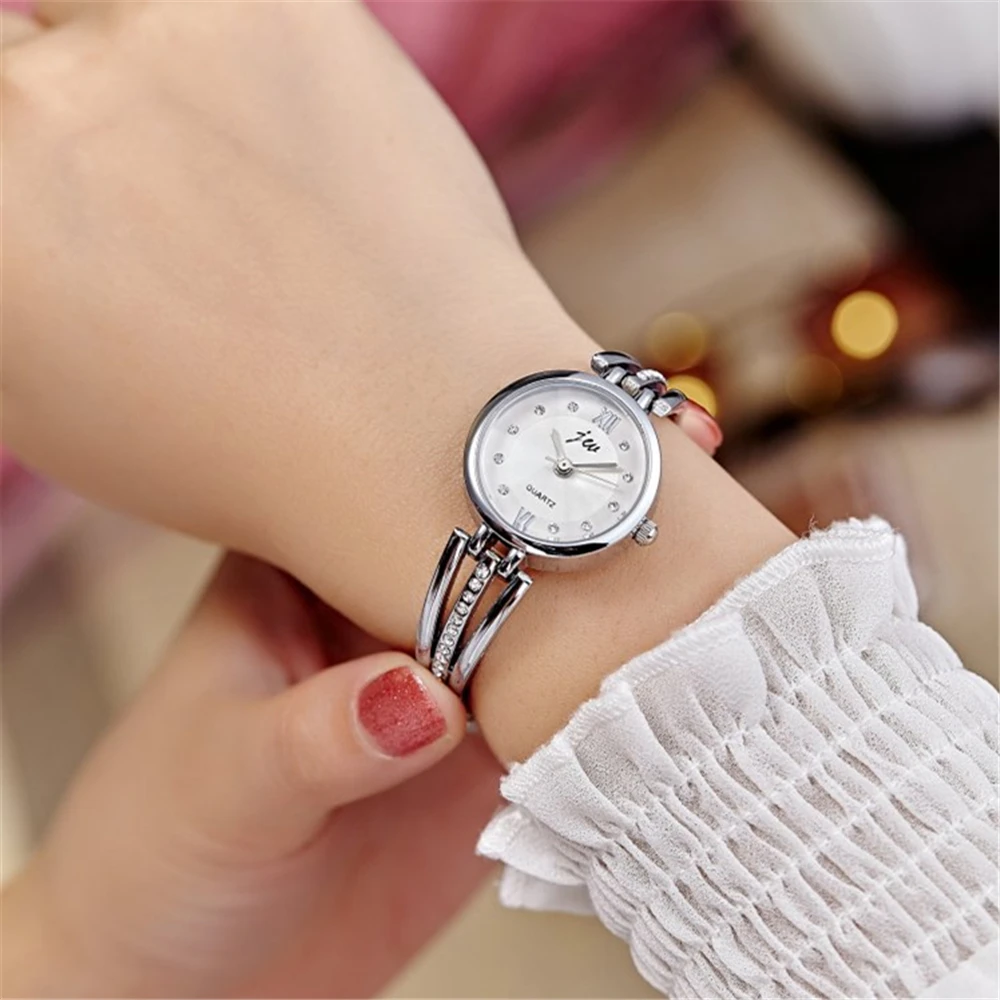 Reloj de pulsera de cuarzo para mujer, pulsera de acero con diamantes de imitación, a la moda