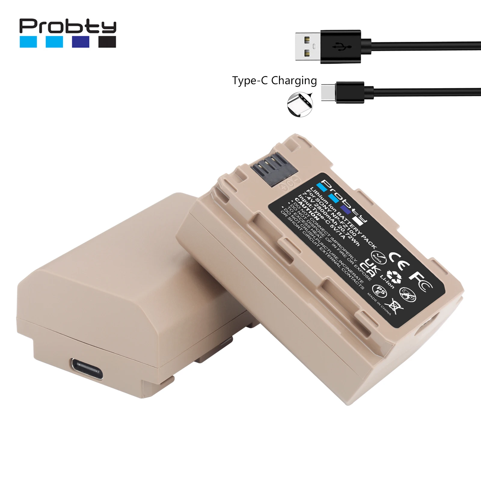 Batteria 2800Mah Np-Fz100 Np Fz100 Con Ingresso Di Ricarica Di Tipo C Per Sony Alpha A7 Iii, A7 Iv, A7R Iii, A7R Iv, A6600, Zv-E1 A9, A9R