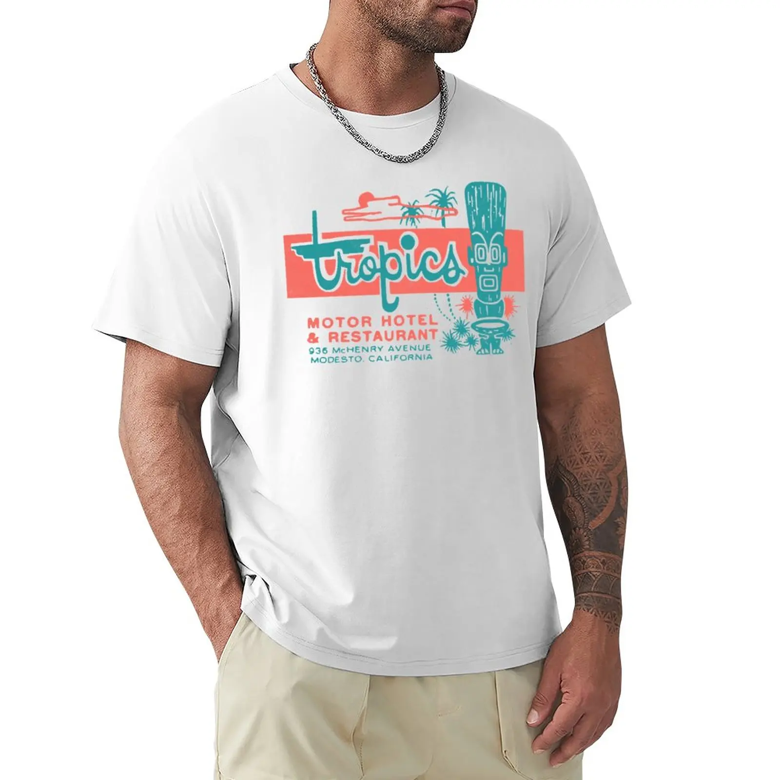 

Tropics Motor Hotel 1950s Retro Matchbook Art T-Shirt summer clothes hippie clothes new edition heavyweight t shirts for men