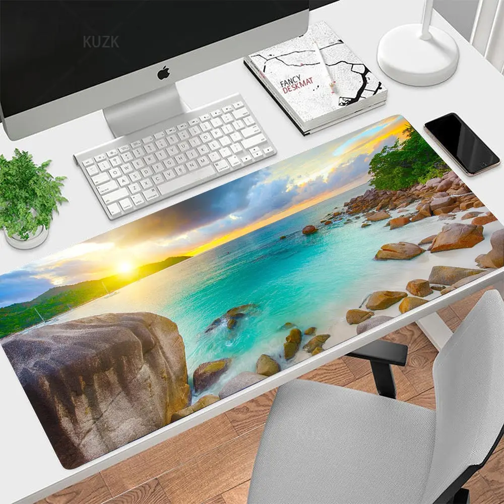 Gaming Mousepad Beach Landscape Extended Large Mouse Pad Non Slip ...