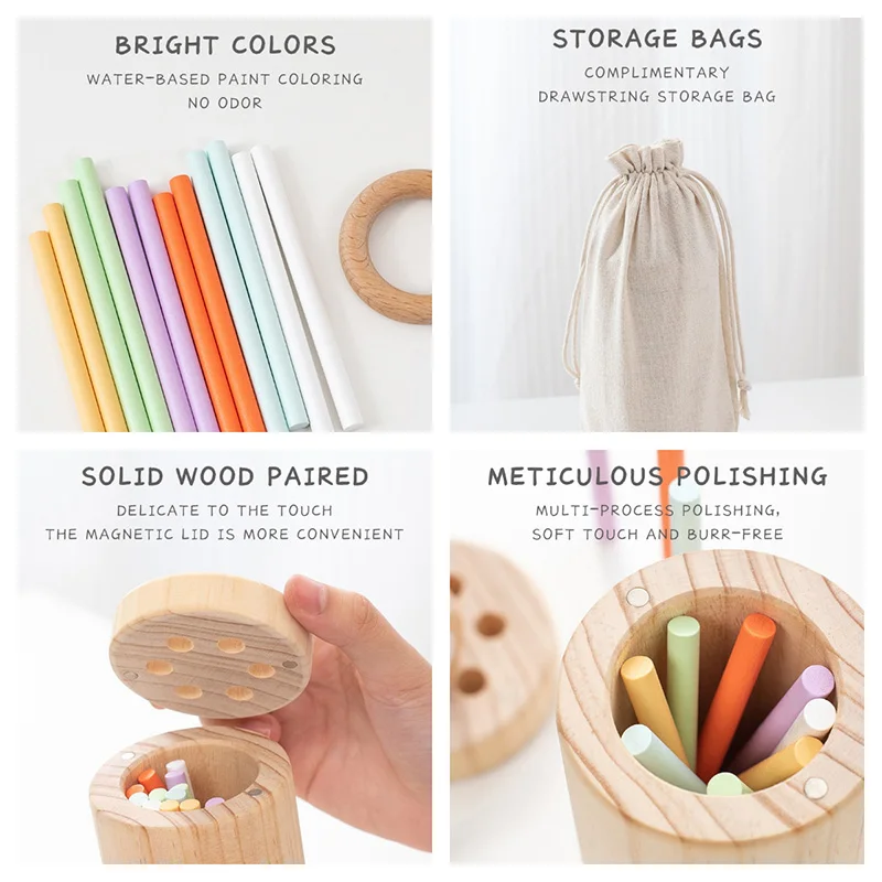 Children Steady Pick Up Wooden Sticks Board Game Color Matching Sensory Integration Training Kids Party Interactive Social Game 5