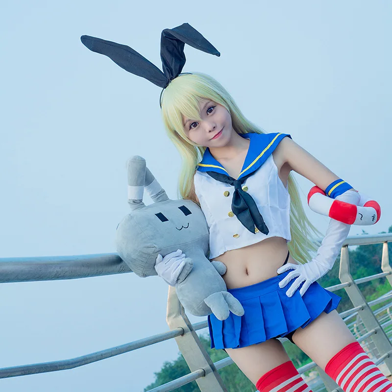 Фото Аниме Kantai Collection kanклей Fleet Girls Kanmusu Shimakaze косплей костюм матроса костюм для женщин сексуальное летнее платье полный комплект №2