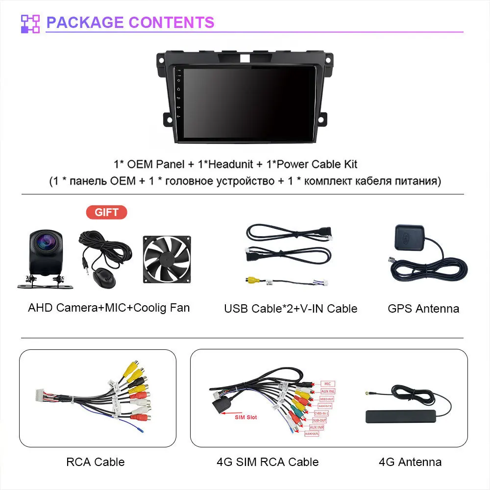 SXAUTO Autoradio Android 15 Per Mazda CX-7 (2008-2015) – 9 Pollici 2 Din – 6GB+128GB – CarPlay Wireless, GPS, DAB+, Telecamera Inclusa