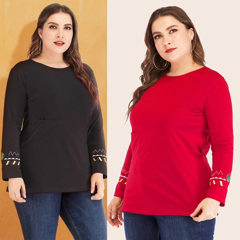 

Female Loose Fit Bottoming Shirt Round Neck Sweatshirt Long Sleeve Women Blouse
