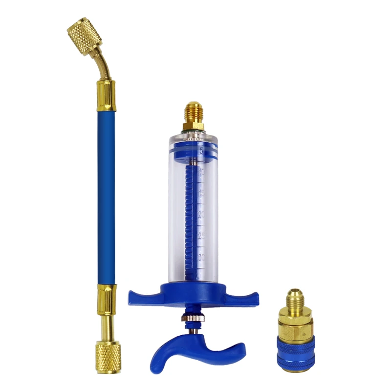 Auto A/c Oil/dye Injector 1oz With 134a Low Side Quick Coupler Adapter 1/4 Air Conditioning