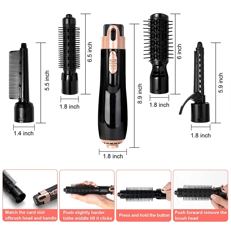 Spazzola aria calda 4 in 1 con testine intercambiabili_voghion.com