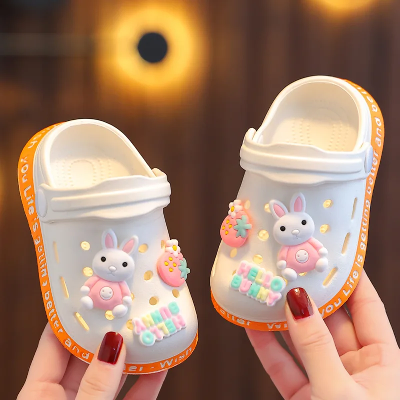 New Children Baby Shoes for Boys Girls Cute Cartoons Kids Mules Clogs Summer Garden Beach Slippers Sandals Cave Hole