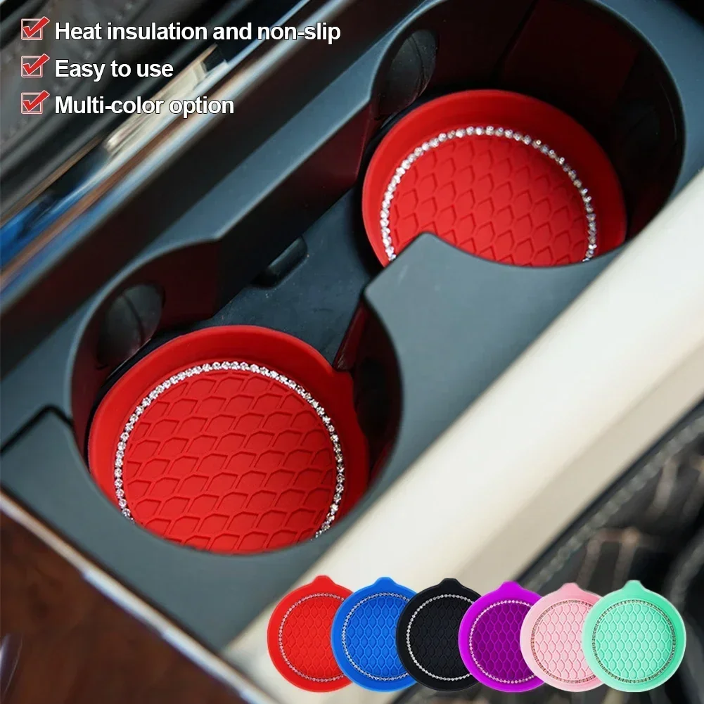 Universal Silicone Mat Non-Slip Car Coaster For Car Water Cup Auto Anti-Slip Cup Pad Drink Holder Mat Decoration Accessories cup holder coasters car coaster pads