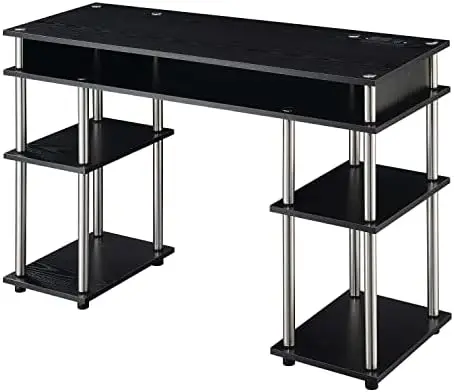

No Tools Student Desk with Charging Station and Shelves, Black Bogg bag charms Cloth hanger Bogg bag Organizador de gorras Under