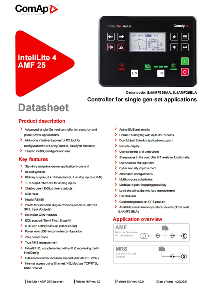 Description Picture 2 of itemoriginal InteliLite AMF 25 diesel generator controller module AMF25 LCD display remote monitoring panel generator set access