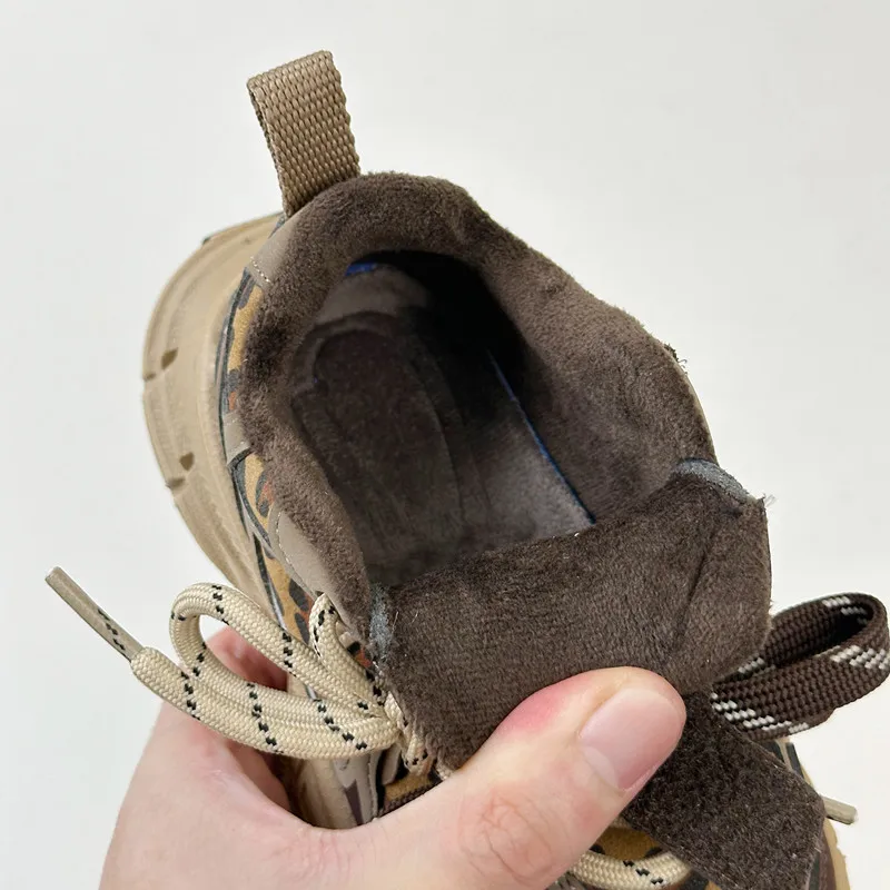 2024 Winter New Children's Leopard Pattern Velvet Cotton Shoes Fashion Trend Boys' Outdoor Warm Girls' Sports Shoes Comfortable 5