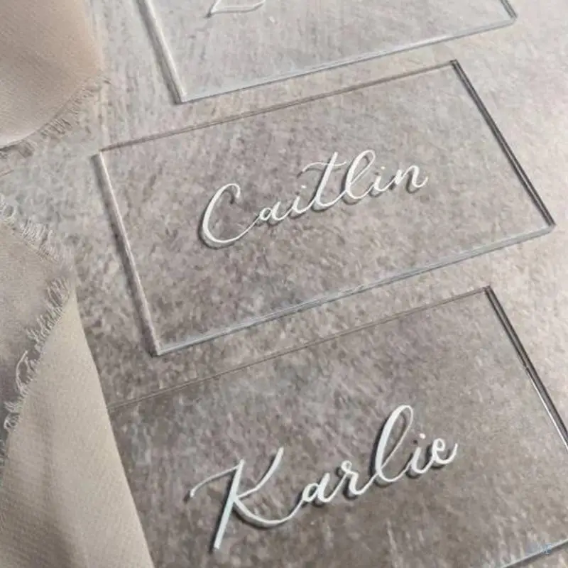 270F 10pcs Rectangle Clear Acrylic Place Cards for Wedding Blank Guest Table Seating Card Guest Name Settings Signs