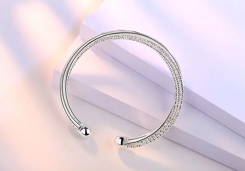 

ALIZERO 925 Sterling Silver open Bangle Bracelet Cuff For Women luxury fashion party Wedding Jewelry Wedding Engagement charms