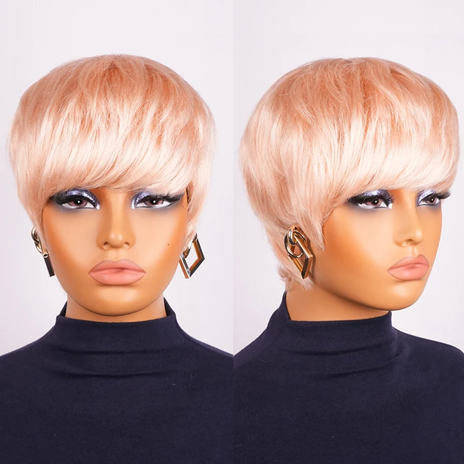 Meat Pink Color Short Straight Pixie Bob Brazilian Remy  display picture 1