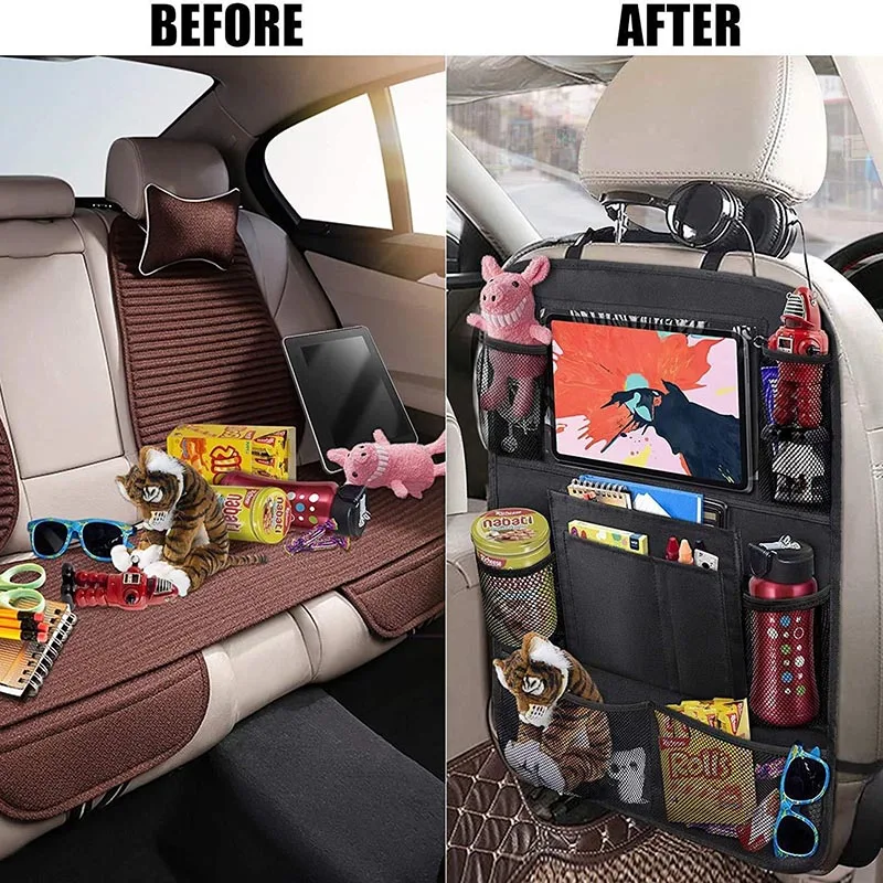 Car Seat Back Pocket Storage Bag Car Multi-functional Storage Bag with Tablet Holder 4