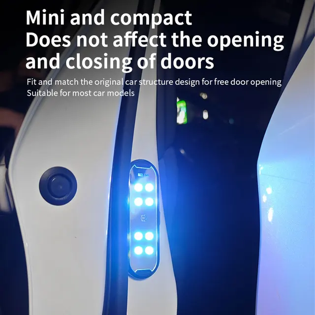 2Pcs Car LED Door Lights RGB Led Wireless Door Warning Lights USB Welcome Door Sill Projector Magnetic Auto Ambient Lamp Puddle 4