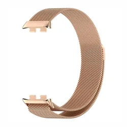 Premium Metal Strap with TPU Case & Screen Protector - Soft Milanese Magnetic Loop Replacement Band - Honor Band 9 (Rose Gold Band)