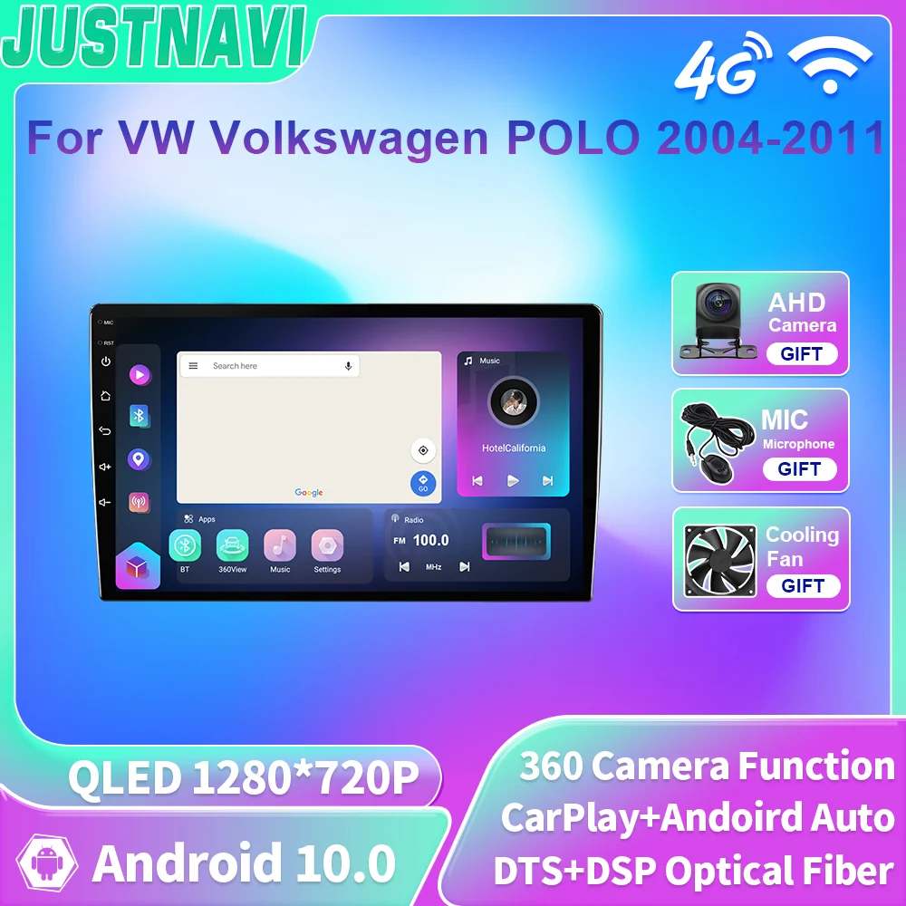 

JUSTNAVI 8+128G Android 2din Car Multimedia Radio Video Player For VW Volkswagen Polo 2004 - 2011 Stereo Auto Multimedia Carplay