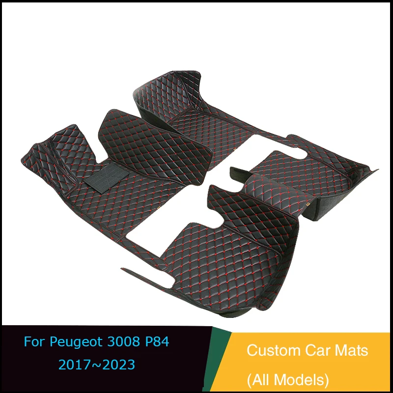 

Car Mats For Peugeot 3008 P84 2017~2023 Leather Floor Mat Carpets Protective Pad Rugs Artificial Leather Car Accessories
