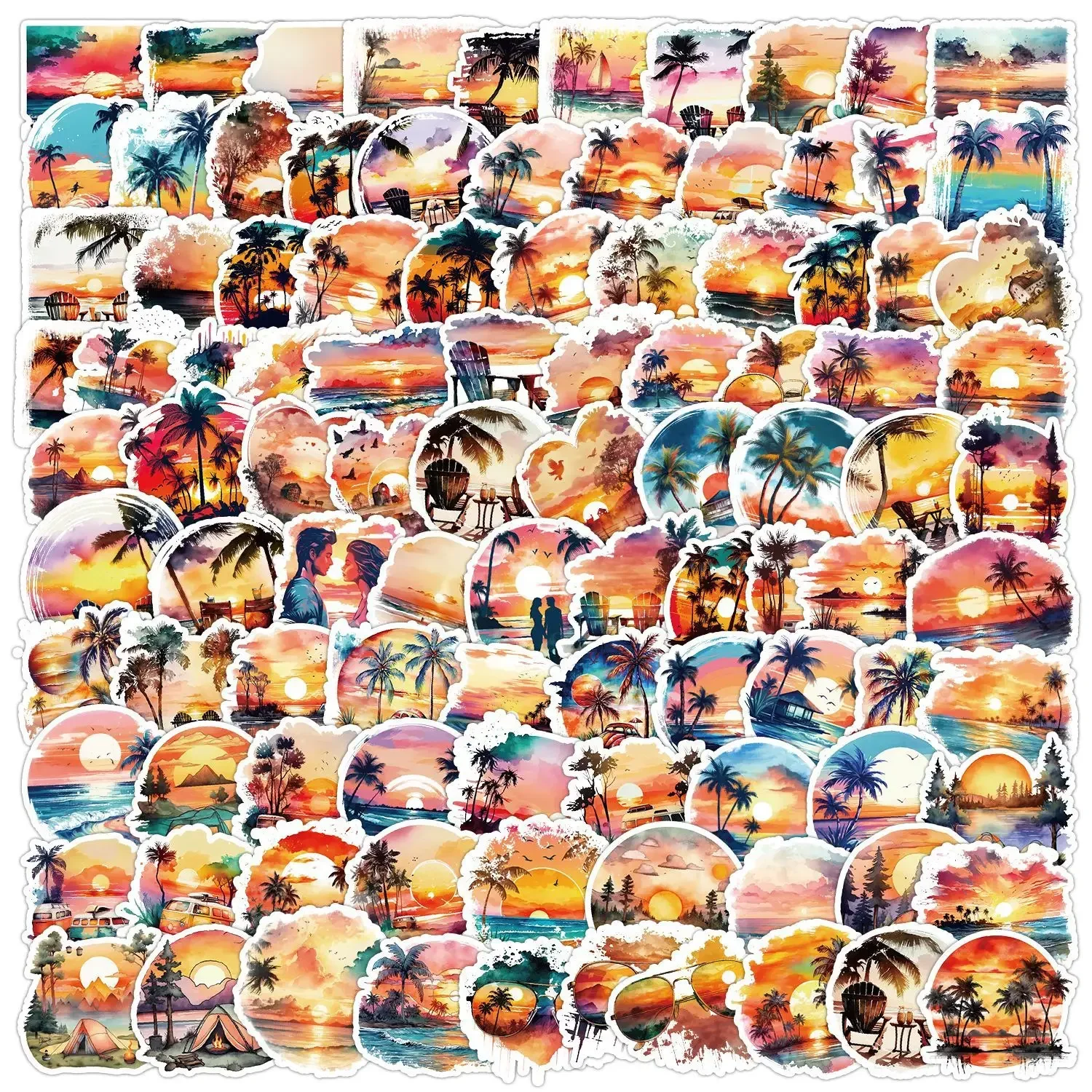 

10/50/100PCS Hawaii Sunset Beach Scenery Stickers Aesthetic DIY Notebook Skateboard Luggage Phone Stationery Vinyl Decal Sticker