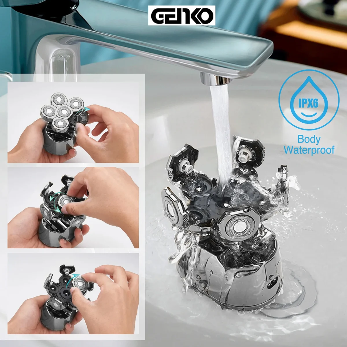Head Shavers for Bald Men 6-in-1 Waterproof Bald Head Shavers Electric Razor with Hair Sideburns Trimmer Rechargeable  Shavers 5
