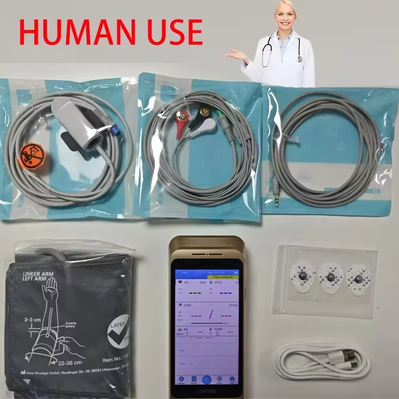 מסך מגע נייד בגודל 5.5 אינץ 'למטופלים, שימוש אנושי / חיות מחמד / תינוקות חדשים, מוניטור סימני חיוניים ב-6 פרמטרים