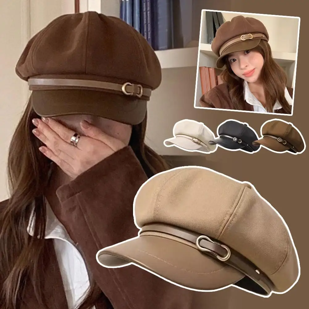 Vintage Einfarbig Baskenmütze Hut Herbst Winter Mode Maler Kappen Casual Wolle Hut Newsboy Hut Tägliche Casual Wear – Detail 8