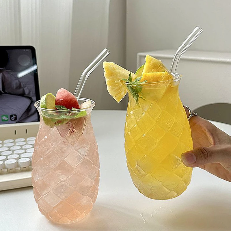Set 2 Bicchieri Da Cocktail A Forma Di Ananas 480ml – Vetro Trasparente, Stile Retrò, Per Succo, Whisky, Martini - 2