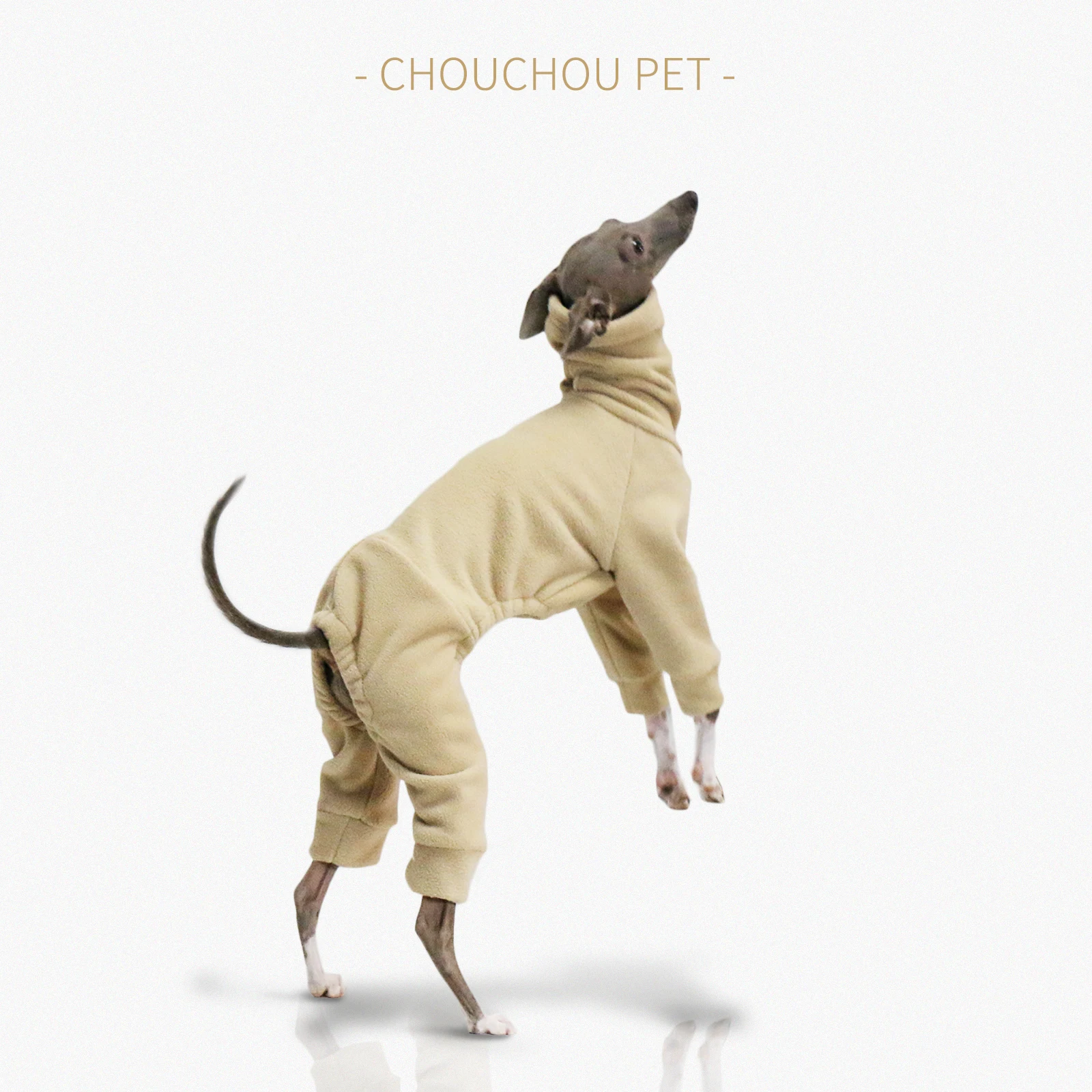 겨울 폴라 플리스 터틀넥 애완 동물 Onesie 강아지 큰 개 옷 따뜻한 Whippet 개 옷