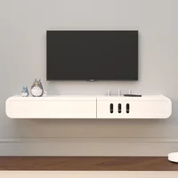 52'' High Gloss Wall Mounted TV Cabinet, Floating TV Shelves，Modern Entertainment Media Console Center Large Storage TV Bench 2