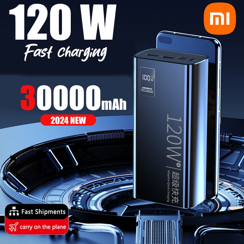 Xiaomi 120W High Capacity Power Bank 30000mAh Fast Charging Powerbank Portable Battery Charger For iPhone  Samsung Huawei