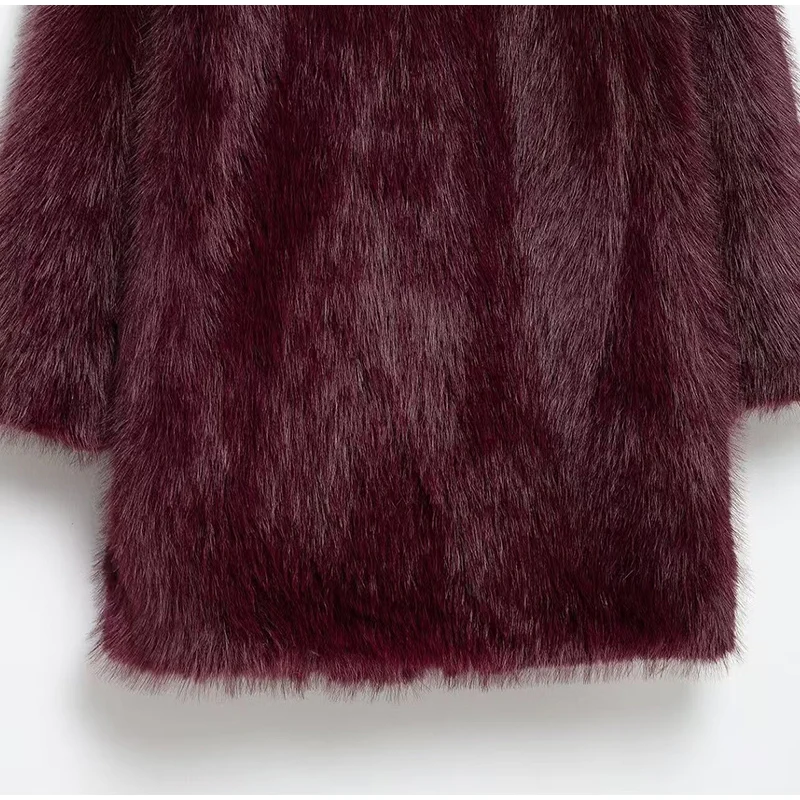 Chaqueta de piel sintética marrón de lujo para mujer, abrigo grueso y esponjoso de manga larga con solapa extragrande, ropa de calle cálida de lujo para invierno.