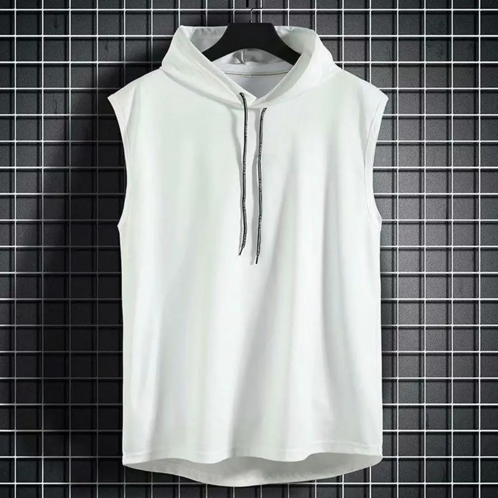 

Great Summer Vest Pure Color Drawstring Loose Sweat Absorption Summer T-shirt