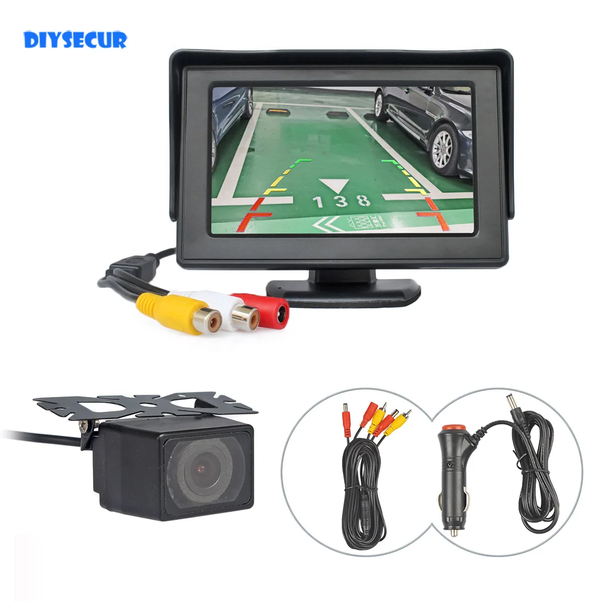 

DIYSECUR 4.3" TFT LCD Car Monitor Rear View Monitor + IR Night Vision Rear View Camera Backup Car Camera Parking System