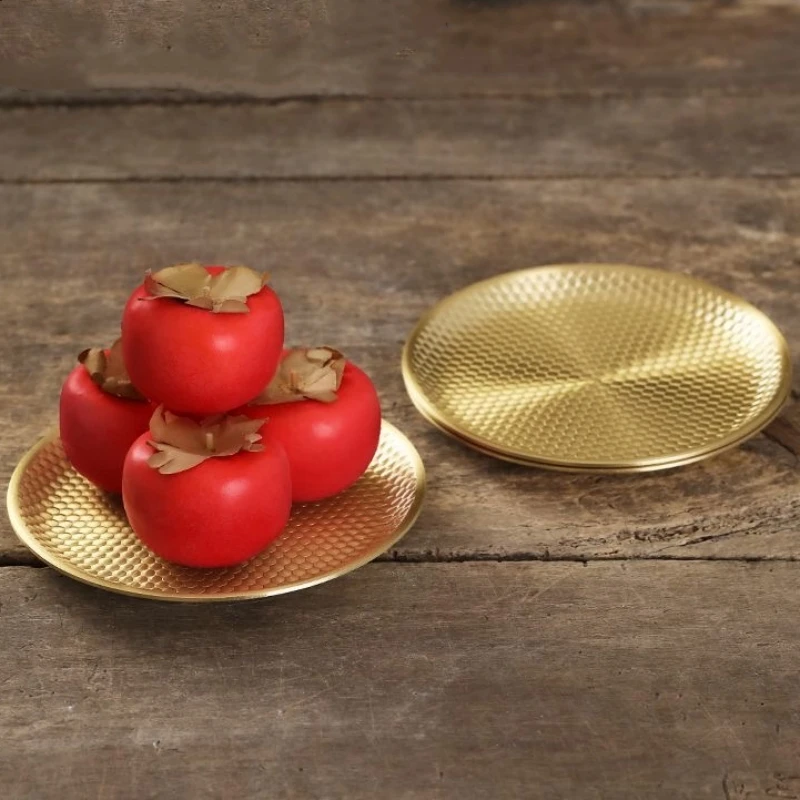 Tibetan Copper Fruit Altars Plate ，Engraving Ball Bead Brass Dish ,Tantra Buddhism Handicraft Tray Desktop Home Gift Decorative 2