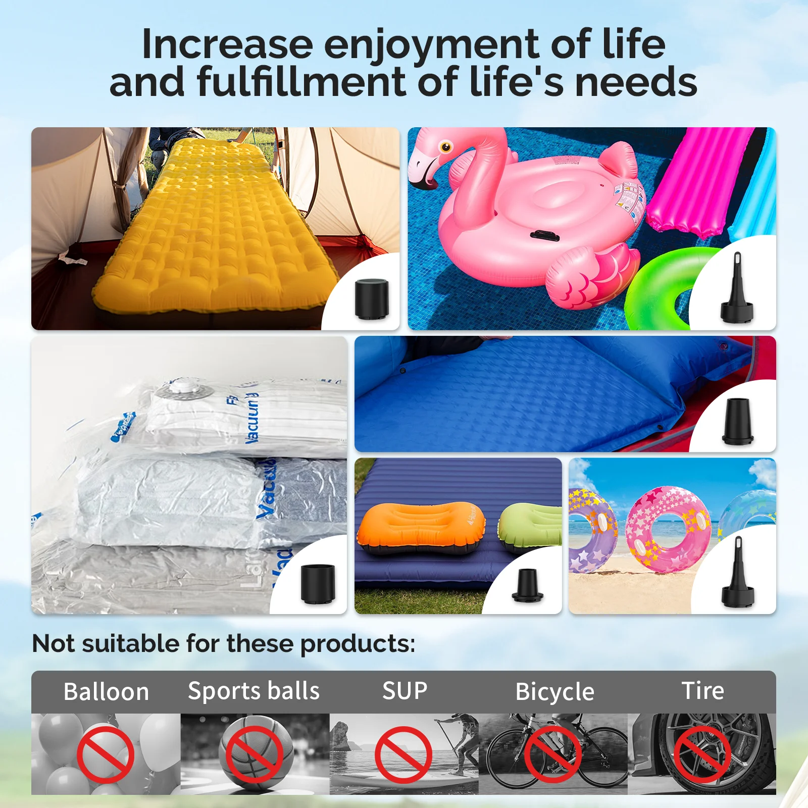 ETENWOLF AIR 3SE Electric Air Pump 2600mAh Camping Light Outdoor Pump Air Mattress Pool Floats Sleeping Pads