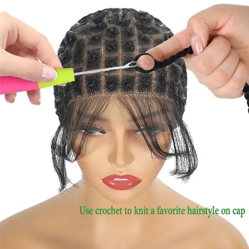 Pre-knot full lace cap knotless Box Braid double lace Wig cap For Black Women Baby hair cornrow braided wigs full hd wig caps