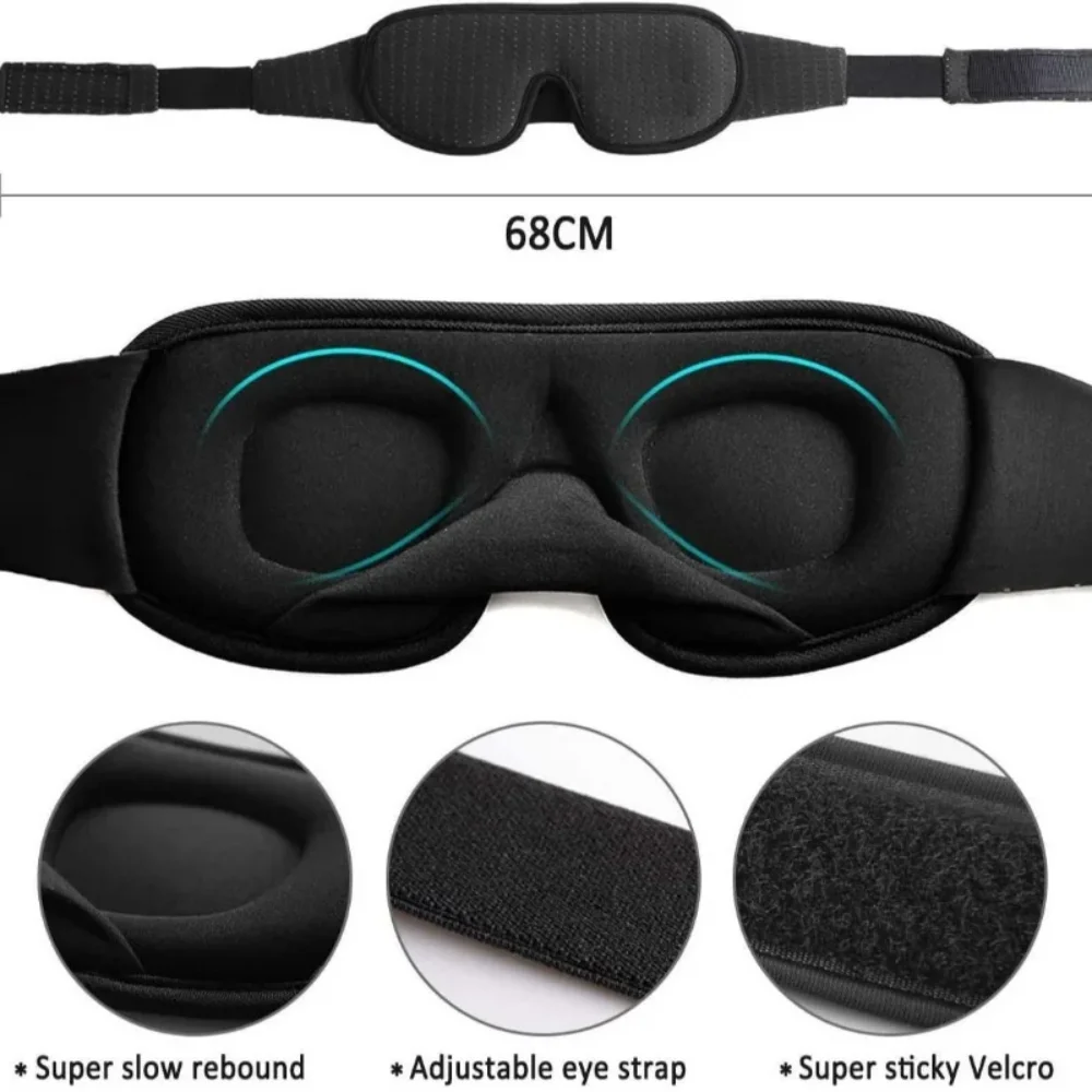 Premium 3D Sleep Mask – Ultra-Soft Light Blocking Eye Shade & Sleep Aid