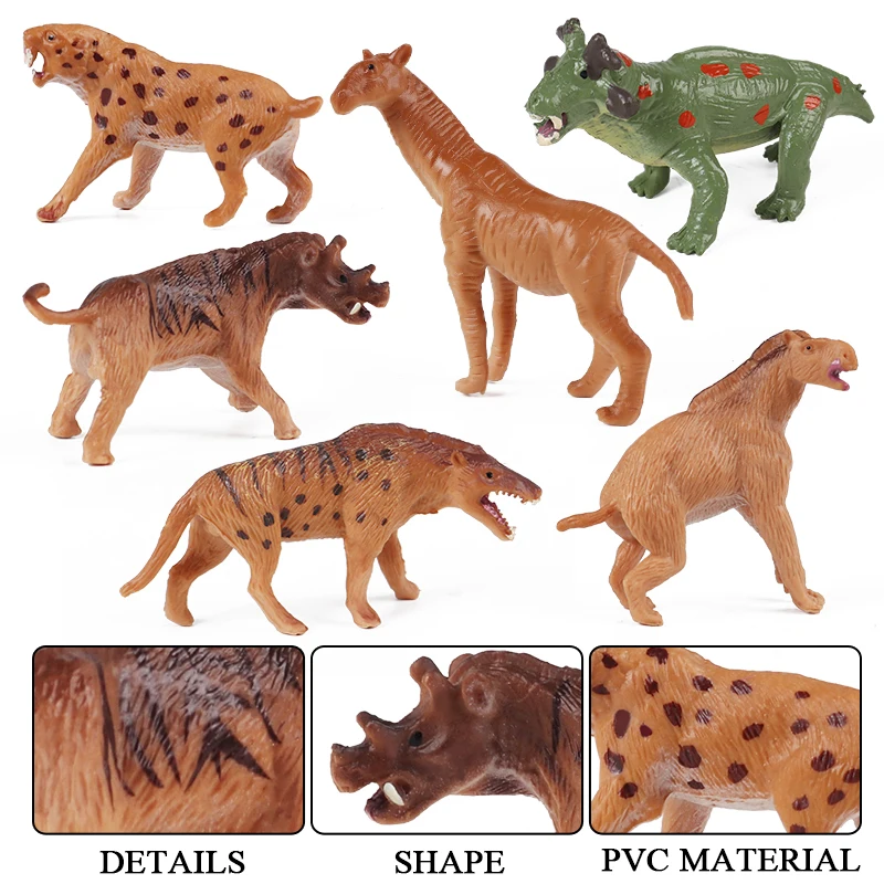 Oenux – ensemble de Mini figurines d'animaux sauvages préhistoriques, jouets  éducatifs pour enfants, modèle de tigre à dents de Sabre - AliExpress