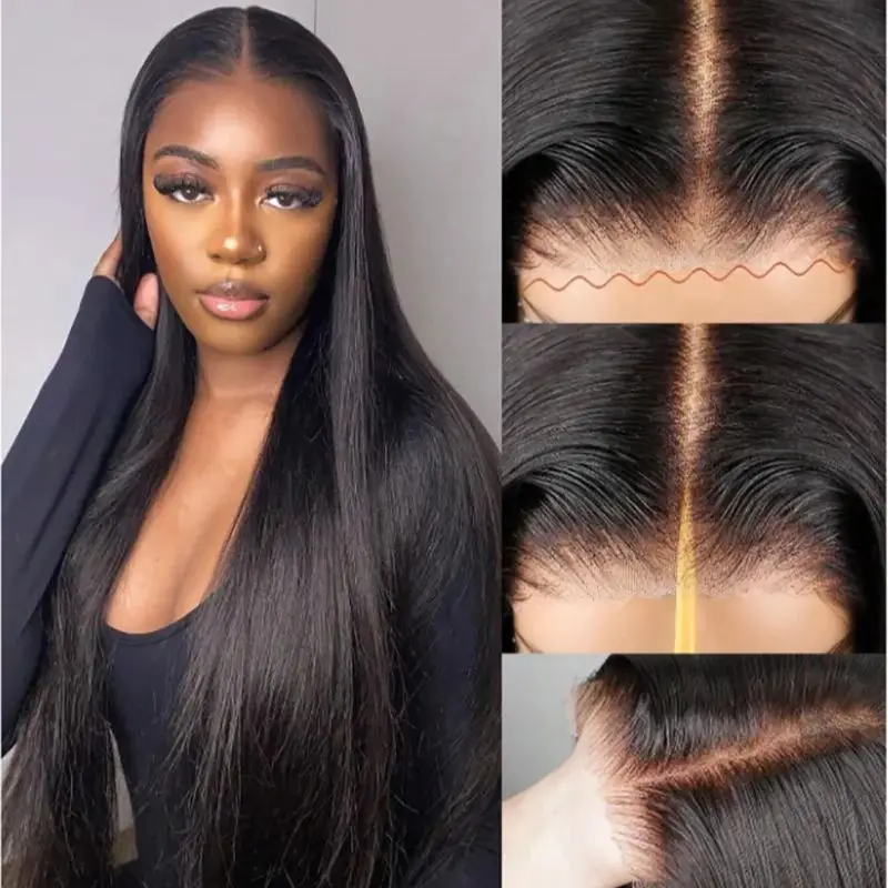 Human Hair Wig HD Lace Frontal Wigs 6x4 Glueless Wigs Human Hair 220% Lace Frontal Ready to Wear For Women