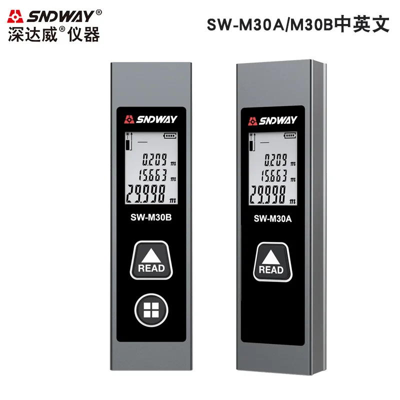 SNDWAY SW-M30A SW-M30B 미니 레이저 거리 측정기, 디지털 거리 측정기, 전자 눈금자 Trena 레이저 측정 도구  Best5