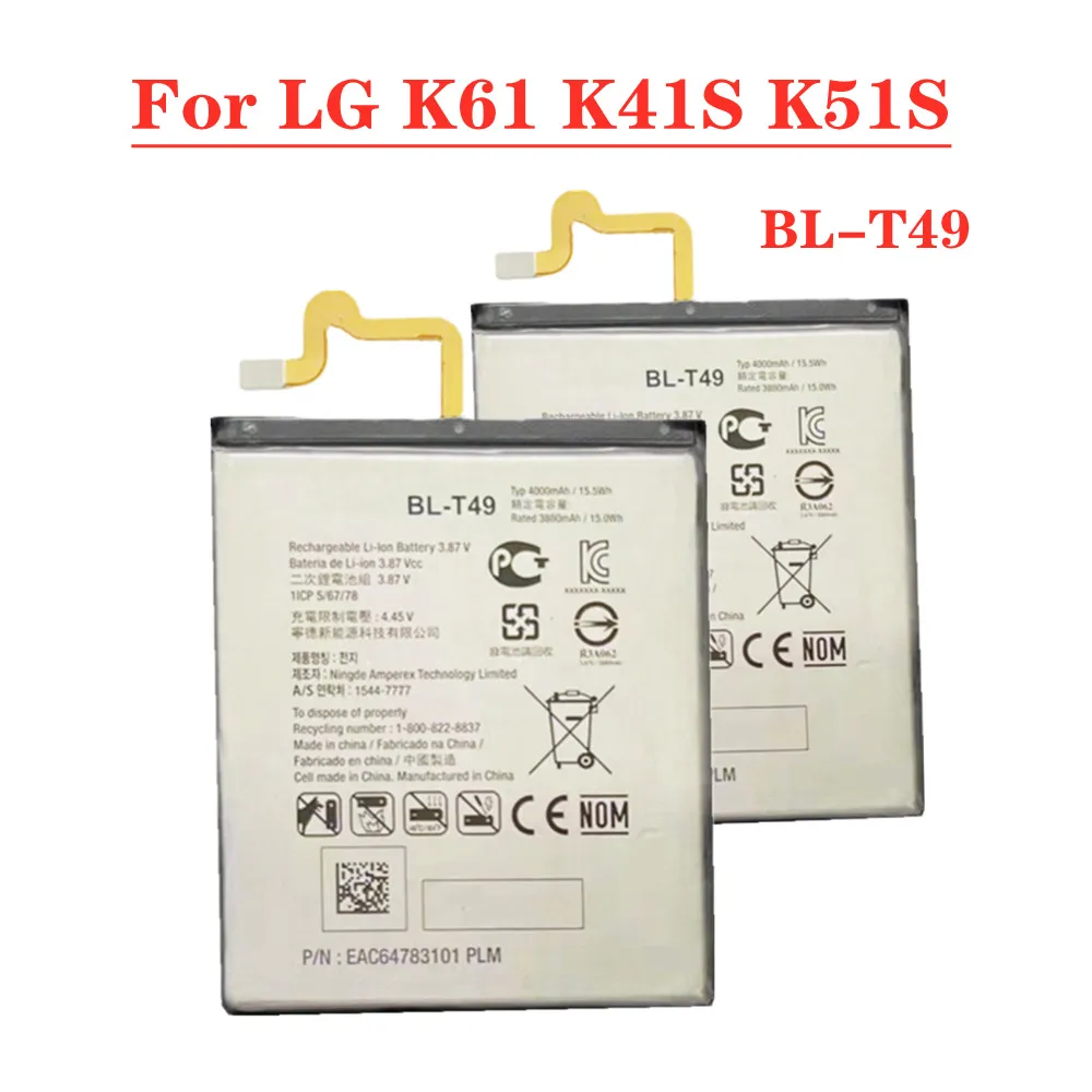 

New 4000mAh BLT49 BL-T49 Replacement Battery For LG K61 K41S K51S LMQ630EAW LMK410BMW LMK510BMW BL T49 Phone Battery